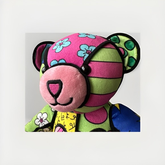 Romero Britto Build A Bear Plush Teddy Bear Brazil Pop Art Limited Edition 2015 - Picture 3 of 13